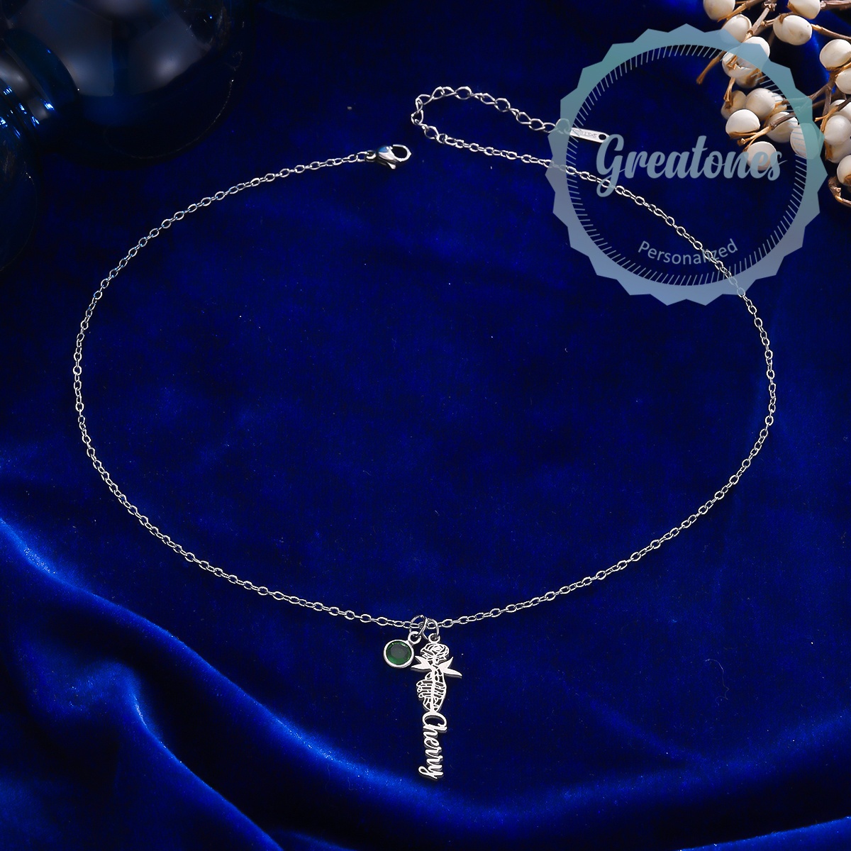 Custom Stainless Steel Openwork Romantic Rose Name Necklace